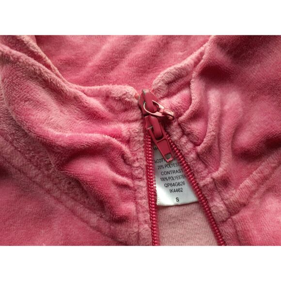 Y2K Guess Jeans Authentic FullZip Cinched Velour Preppy Girl Pink Hoodie Small - Picture 11 of 12